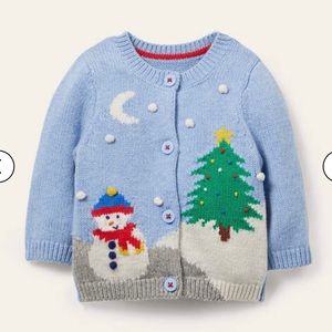 NWT mini boden Christmas Scene Cardigan